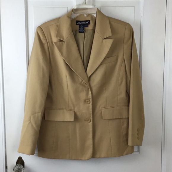 Vintage JG Hook 100% Wool Camel Tan Blazer Jacket Petite - Picture 1 of 6
